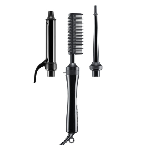 Paul Mitchell Texture 3-in-1 Interchangeable Curling Iron & Hot Comb – power base with hot comb, clip barrel and wand attachments