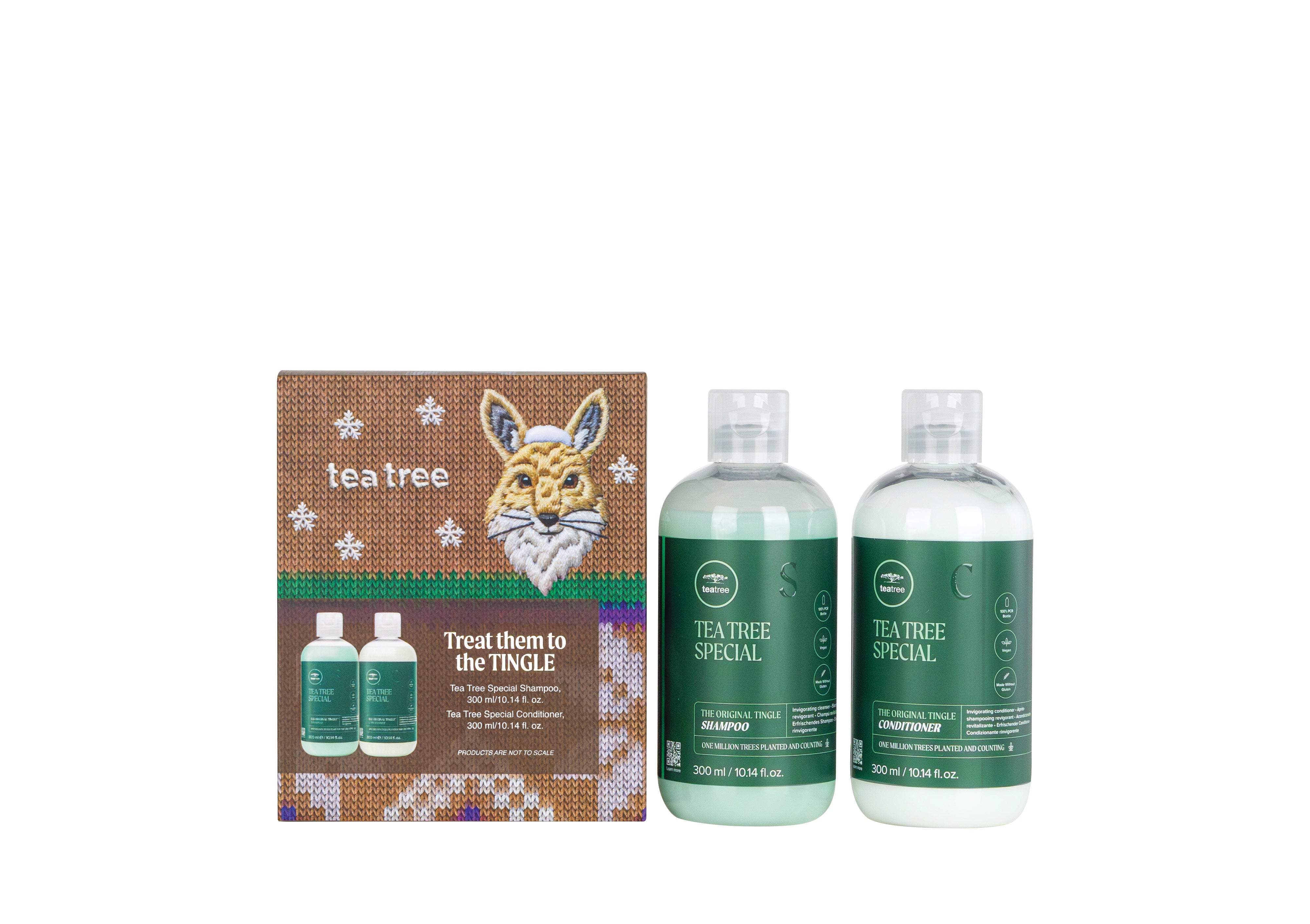 Paul Mitchell Treat Them to the Tingle Gift Set: knitted-look fox box with Tea Tree Special Shampoo 300 ml and Conditioner 300 ml