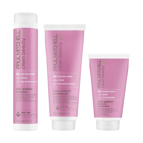 Paul Mitchell Clean Beauty Color Protect Routine – 250 ml: Clean Beauty Color Protect Shampoo 250 ml, Clean Beauty Color Protect Conditioner 250 ml and Clean Beauty Color Protect Leave-In Treatment 150 ml