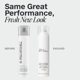 Paul Mitchell Super Clean Light Hairspray – new white can beside the previous grey-cap Super Clean Light can
