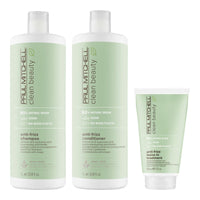 Paul Mitchell Clean Beauty Anti-Frizz Routine 1000 ml — Clean Beauty Anti Frizz Shampoo, Clean Beauty Anti Frizz Conditioner, Clean Beauty Anti Frizz Leave-In Treatment