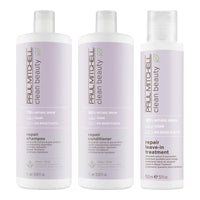 Paul Mitchell Clean Beauty Repair Routine 1000 ml — Clean Beauty Repair Shampoo, Clean Beauty Repair Conditioner, Clean Beauty Repair Leave-In Treatment