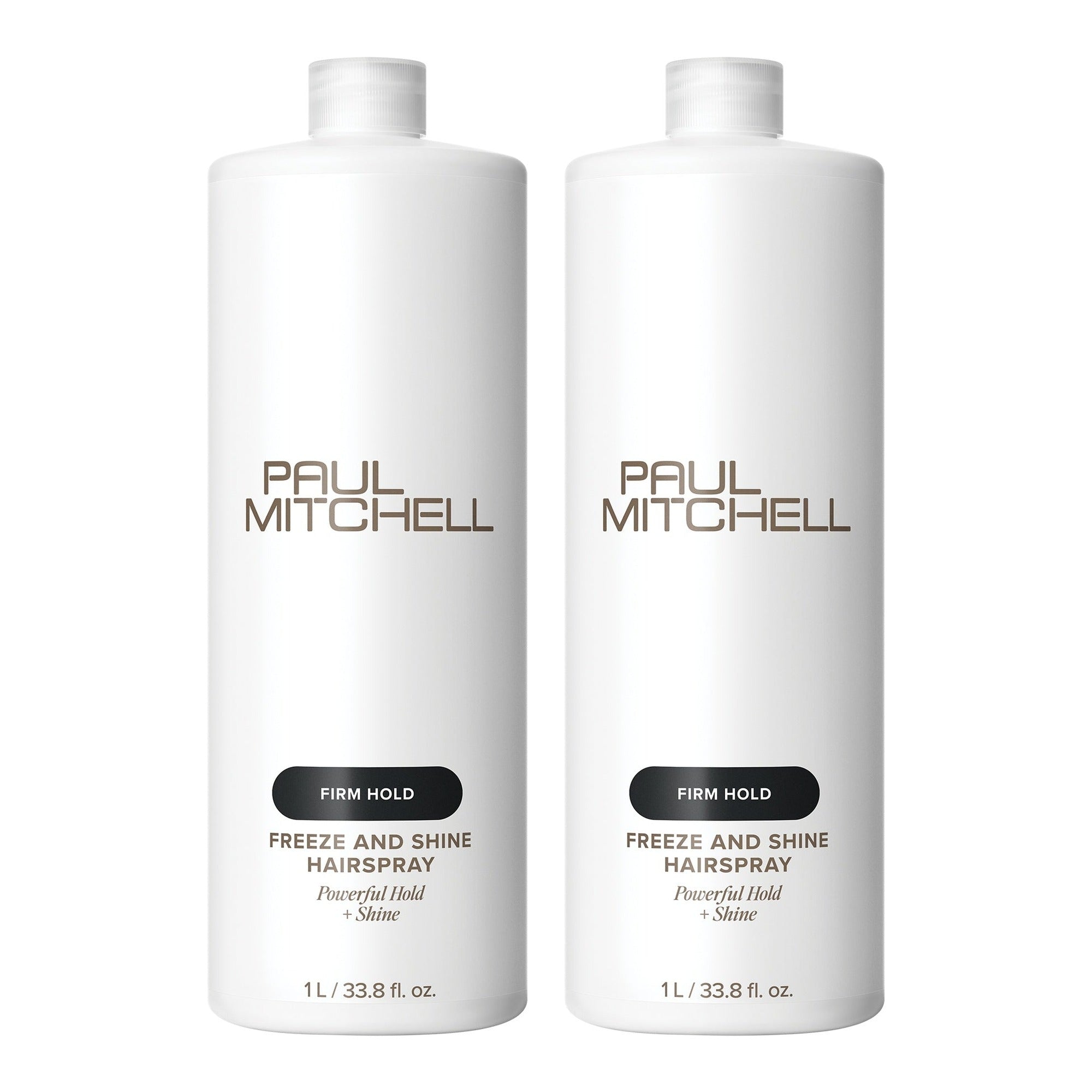 Two Paul Mitchell Freeze and Shine 1 Litre bottles side by side